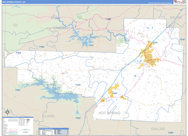 Hot Spring County, AR Zip Code Map
